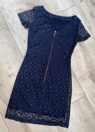 Гіпюрова сукня. темно синій колір. розмір s.4 фото