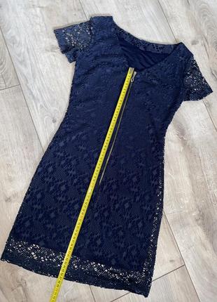 Гіпюрова сукня. темно синій колір. розмір s.6 фото