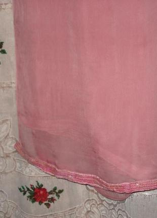 Шарф розового цвета,легкий струящийся,широкий.2 фото