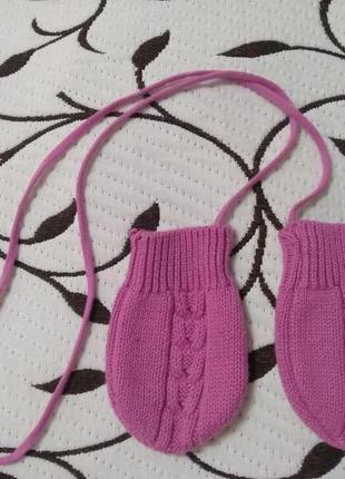 Варежки вязанные без пальчиков (100% хлопок) на девочку 1-1,5 года, фирмы jojo maman bebe.