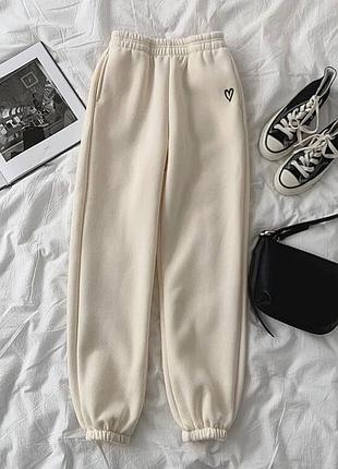 Спортивні штани, трьохнитка на флісі, утеплені джогери на манжетах