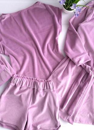 Велюровая пижама / комплект для сна и дома из 4 предметов8 фото