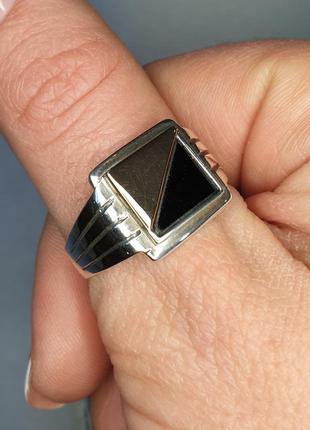Кольцо серебряное с обсидианом 21,5 4,95 г