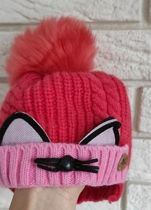 Дуже тепла зимова шапка на дівчинку 1-2 років