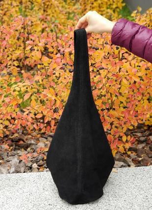 Замшевая черная сумка-хобо monica, италия, цвета в ассортименте4 фото