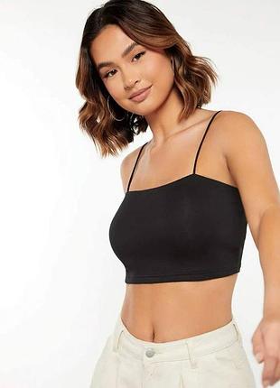 Топ топік чорний кроп короткий скорочений лямки бретелі бретельки на ликах бретелях бретельках