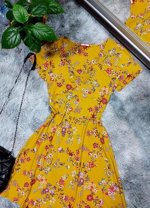 Платье в цветы желтое горчичное платье вискоза 48 46 распродажа2 фото