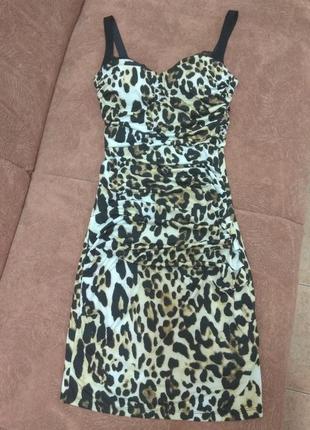 Супер платье на торжественный случай размер s,44, нарядное, леопардовым принтом.2 фото