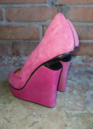 Рожеві класні  туфлі на платформі3 фото