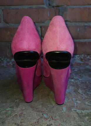 Рожеві класні  туфлі на платформі5 фото