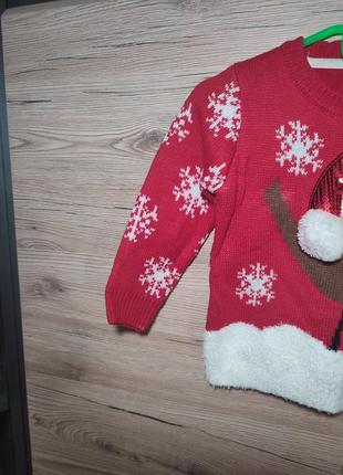Детский новогодний свитер, кофта на 1-1,5, 1-2 года, 12-18 месяцев3 фото