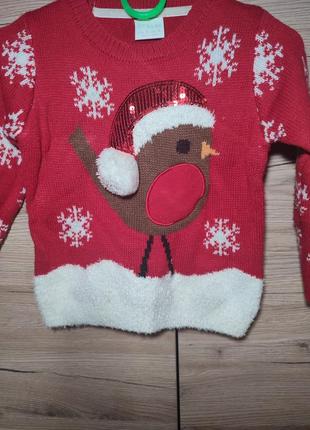 Детский новогодний свитер, кофта на 1-1,5, 1-2 года, 12-18 месяцев2 фото