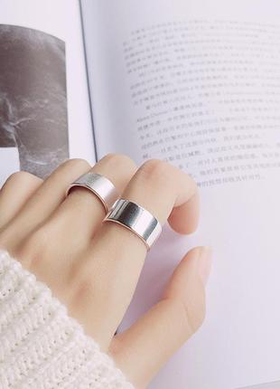 Кольцо серебряное 1 шт широкое глянцевое или матовое на большой палец, регулируемый размер 16-17,51 фото