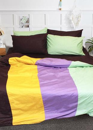 Комплект качественного евро двуспального постельного белья сатин color mix cm-131 фото