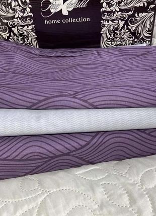 Сатиновый семейный комплект постельного белья с двумя пододеяльниками с компаньоном s4722 фото