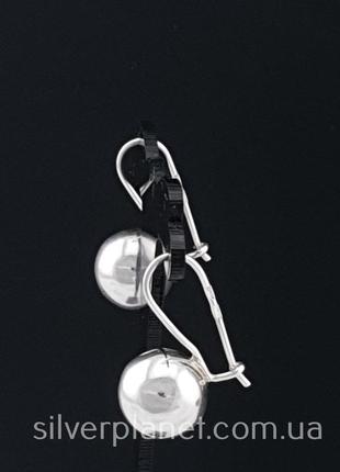 Срібні сережки куля велика на петлі. сережки зі срібла 925 з французькою застібкою6 фото