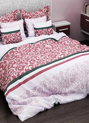 Двоспальне постільна білизна ранфорс з красивим візерунком r4053