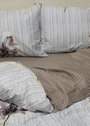 Комплект постельного белья полуторного размера, люкс-сатин с компаньоном s355