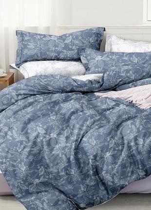 Сатиновый семейный комплект постельного белья с красивым узором с компаньоном s4602 фото