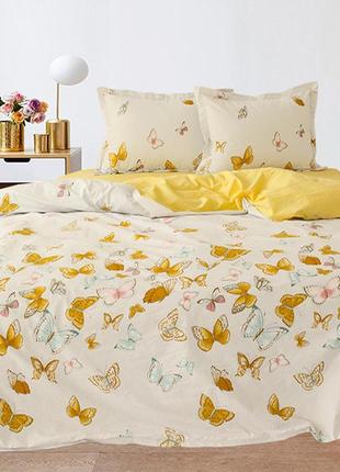 Двуспальный комплект постельного белья ренфорс 100% хлопок турция бабочки с компаньоном g1557/1