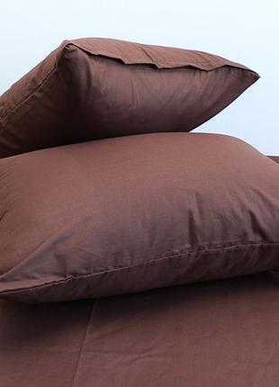 Комплект постельного белья семейного из ранфорса однотонное коричневое mustang3 фото