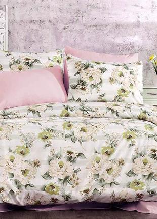 Комплект постельного белья семейный размер на молнии с цветами с компаньоном r-t9204