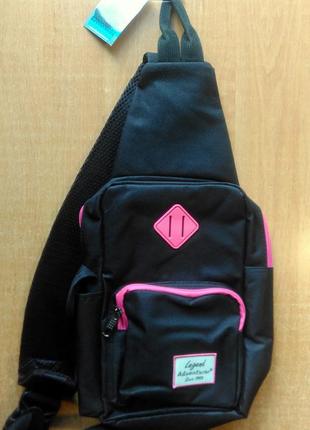 Городской рюкзак кроссбоди adventurer, черный с розовым2 фото