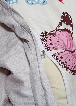 Комплект постельного белья люкс сатин семейный на молнии бабочки, высокое качество с бабочками s3462 фото