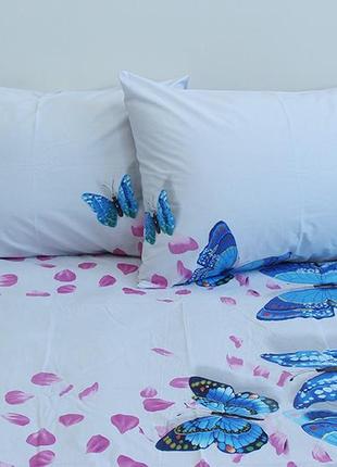 Двуспальный комплект постельного белья из ранфорса бабочки  r8204 фото