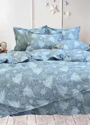 1,5-спальний новорічний комплект постільної білизни з принтом 100% бавовна (туреччина) r-t91331 фото