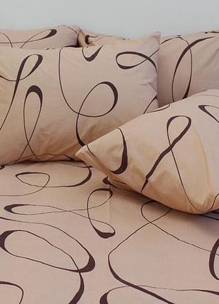 1,5 спальный комплект постельного белья из ранфорса бежевый с красивым узором r4047beige3 фото