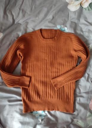 Кашемировый свитер в рубчик1 фото