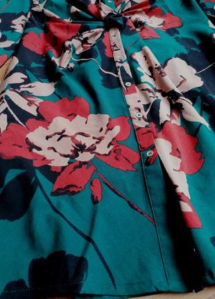 💚сукня сорочка смарагдового відтінка в принт 💚платье рубашка в цветочный принт от bodyflirt8 фото