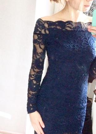 Новое гипюровое платьеh&m  темно синего цвета2 фото