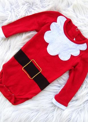 Боди кофта ромпер с длинным рукавом новогодний новорічний санта babibu