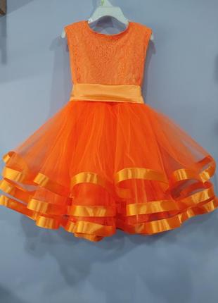 Сукня дитяча помаранчева, мандаринка.1 фото