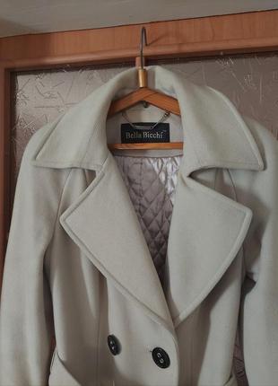 Дорожное, шикарное пальто италия, шерсть, кашемир, молочный, бежевый bella bicchi2 фото