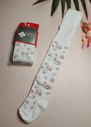 Гарні нарядні колготи з об'ємним малюнком квіти ultima sensa 92-98 см