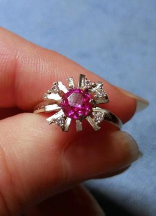 Серебряное кольцо с натуральным рубином, серебро 875