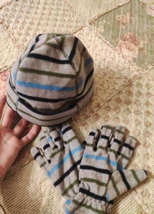 Набір шапка та рукавички,фліс 6- 8 років2 фото