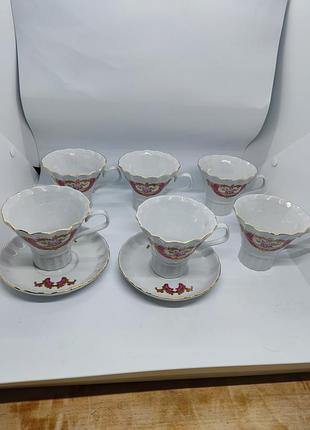 Дуже гарна чайна пара чашка та блюдце фірми коростень порцеляна ukrainian чашки 6 штук та два блюдця