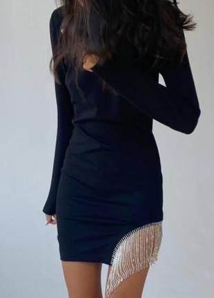 Шикарна чорна сукня з бахромою🔥3 фото