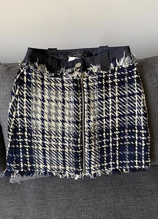 Твидовая юбка в клеточку zara размер xs