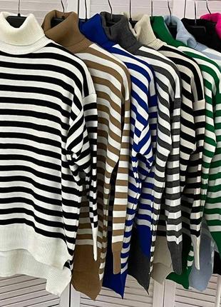 Туника свитер з горлом светр в полоску