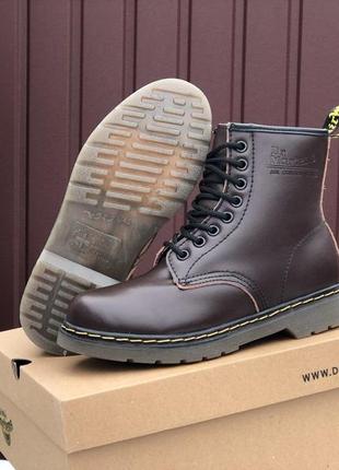 Високі зимові жіночі шкіряні коричневі черевики dr. martens 1460🆕 ботинки др мартинс1 фото