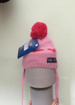 Тепла зимова шапочка на дівчинку пів року - рік  lupilu