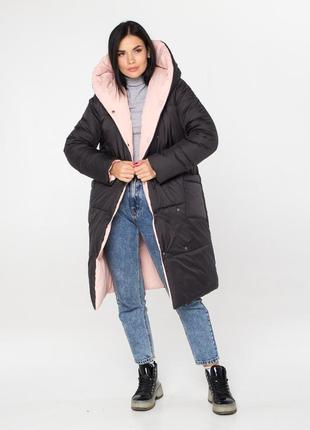 Зимовий двохсторонній пуховик ковдра куртка великі розміри