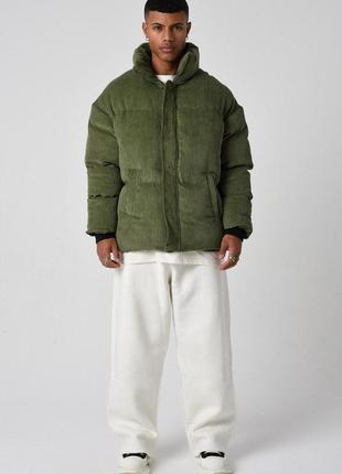 Зимняя велюровая куртка зеленая мужская vamos
