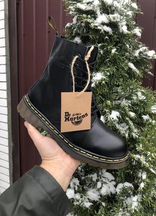 Женские высокие кожаные ботинки с мехом dr martens