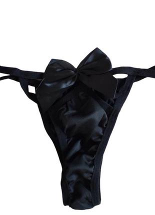 Набор эротического женского белья с доступом сексуального трусики трусы бюстик черный с бантиком бантами5 фото